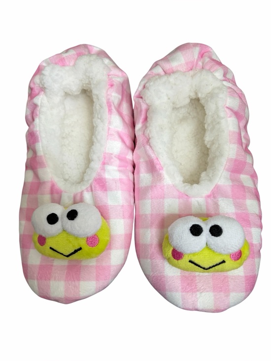 Sanrio Shoes - Keroppi 3D Pink Gingham Plush Slippers